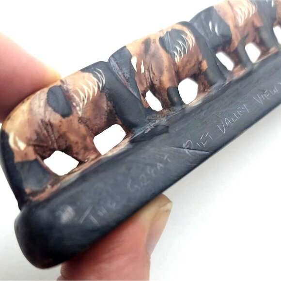 Handcarved Soapstone Elephant Caravan Figurine Kenya Souvenir Hakuna Matata - Picture 3 of 6